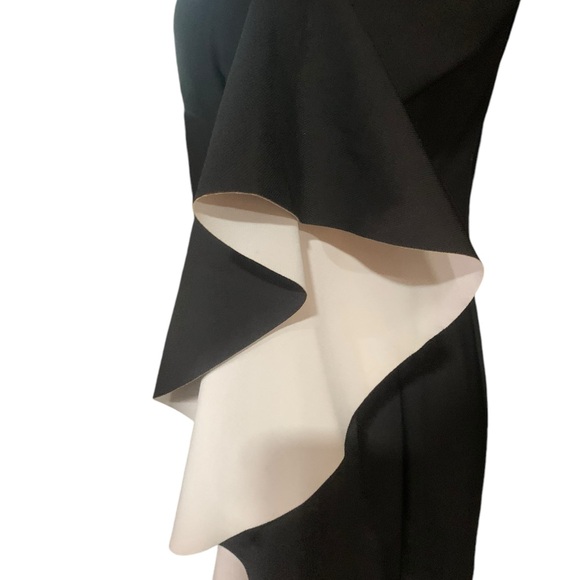 Nicole Miller black dress with dramatic white lined sleeves size 6 - Picture 6 of 7